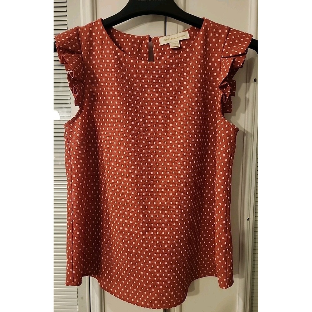 Monteau Deep Pink Polka‎ Dots Top Size Small
